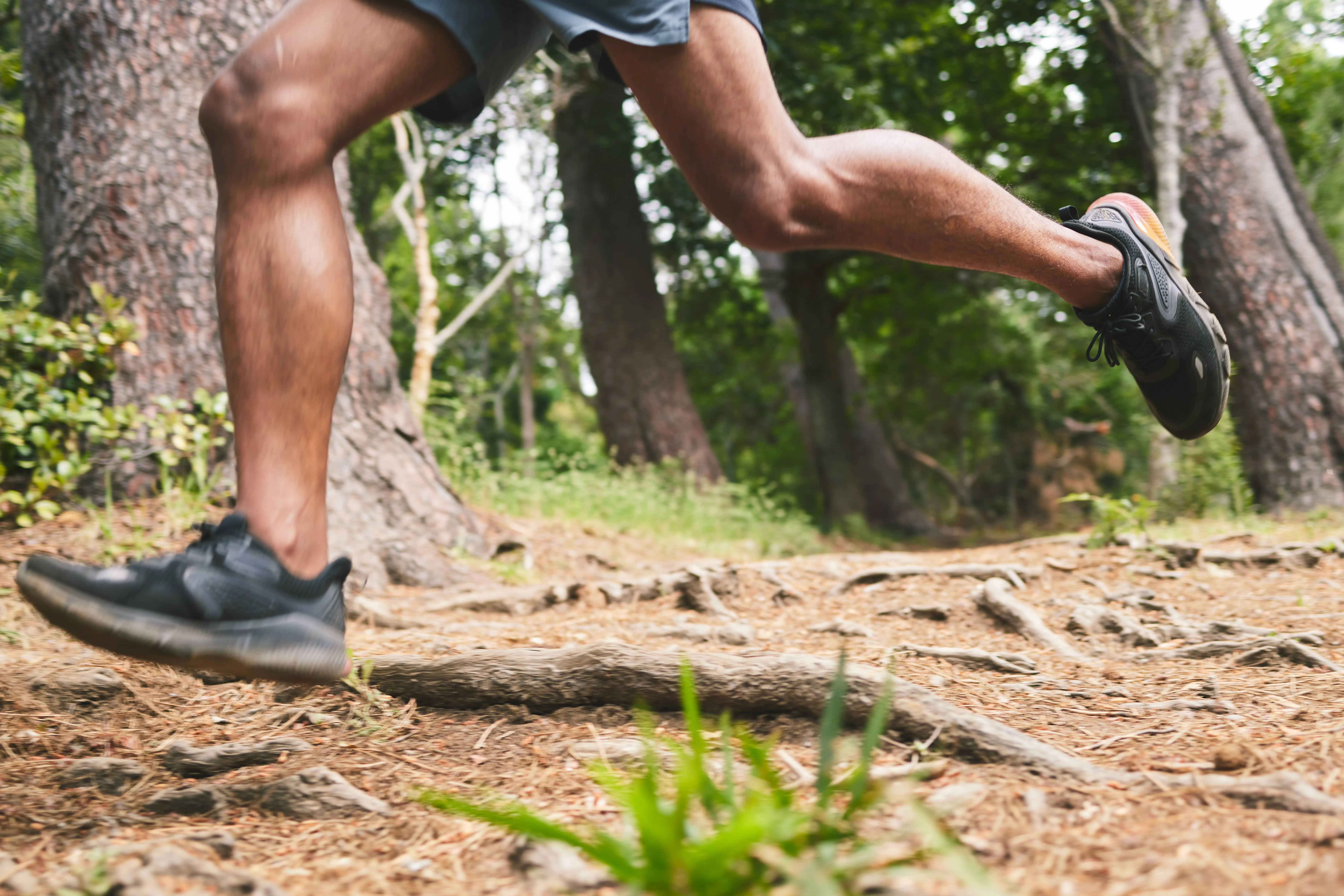 A running man in the forest